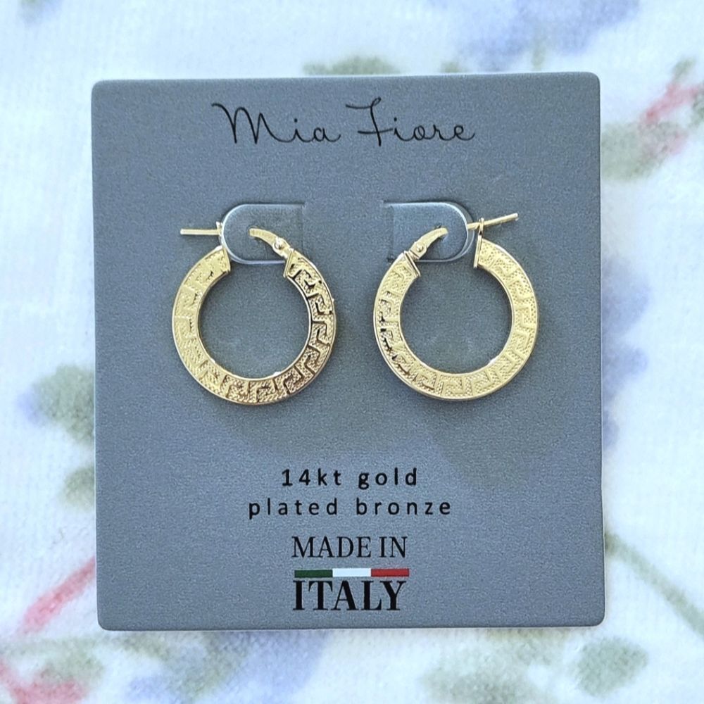 Mia Fiore Gold💛 Greek🇬🇷 Key🔑 Hoop Earrings - Picture 5 of 16